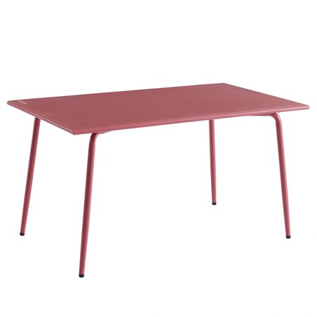 Ensemble PANTONE table 140 cm et 6 chaises de jardin rouge indien