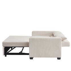 Canapé droit EVA convertible velours côtelé beige 2 places