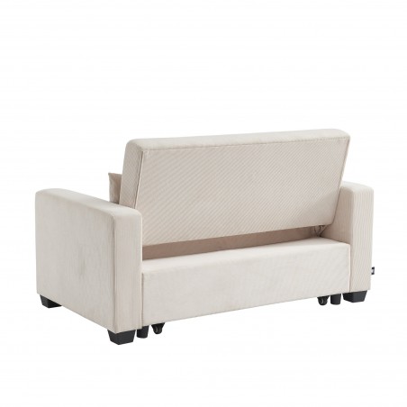 Canapé droit EVA convertible velours côtelé beige 2 places