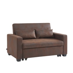 Canapé droit EVA convertible tissu vintage marron 2 places