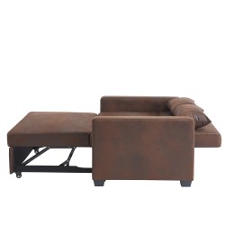 Canapé droit EVA convertible tissu vintage marron 2 places