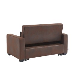 Canapé droit EVA convertible tissu vintage marron 2 places