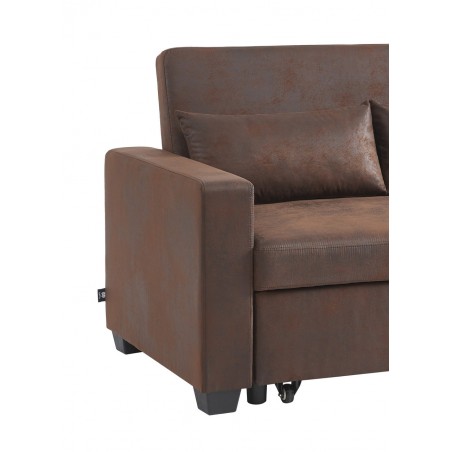 Canapé droit EVA convertible tissu vintage marron 2 places