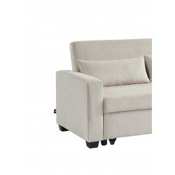 Canapé droit EVA convertible velours côtelé beige 3 places