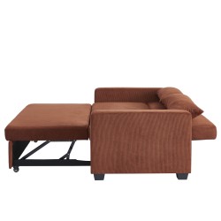 Canapé droit EVA convertible velours côtelé terracotta 3 places