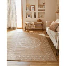 Tapis PONZA marron et blanc aspect 120x170 cm