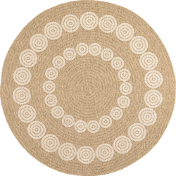 Tapis MALLORCA rond marron et blanc aspect diamètre 120 cm