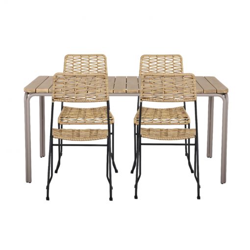 Ensemble table ASTI en bois d'acacia FSC 160 cm et 4 chaises