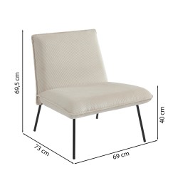 Fauteuil POLA velours côtelé beige