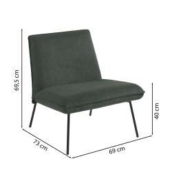 Fauteuil POLA velours côtelé vert