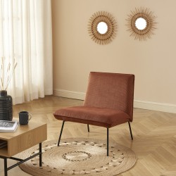 Fauteuil POLA velours côtelé terracotta