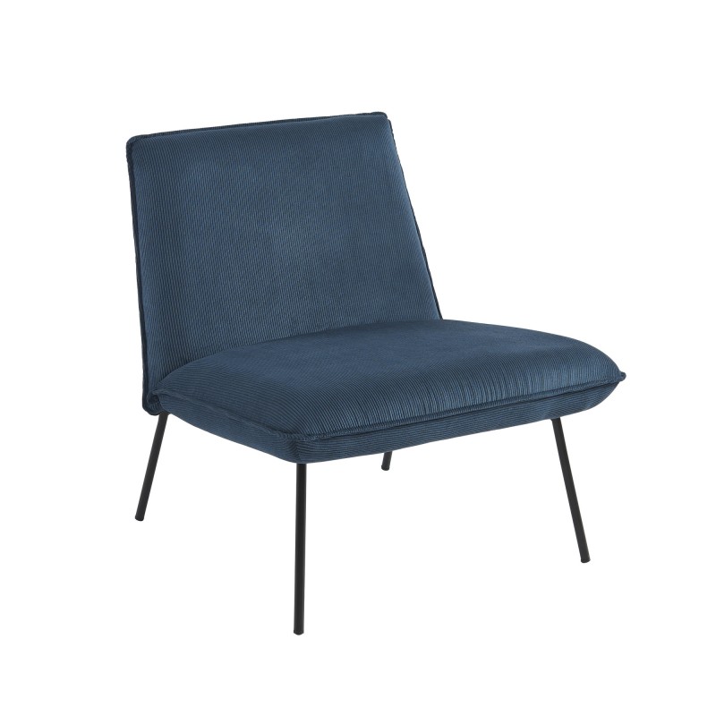 Fauteuil POLA velours côtelé bleu