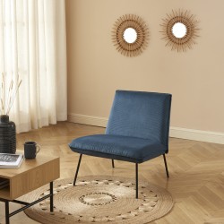 Fauteuil POLA velours côtelé bleu