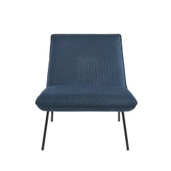 Fauteuil POLA velours côtelé bleu