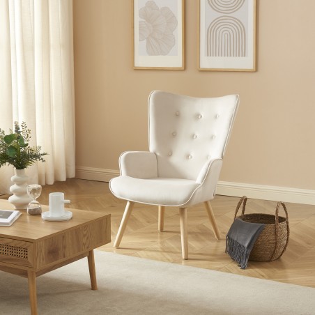 Fauteuil SAM velours beige