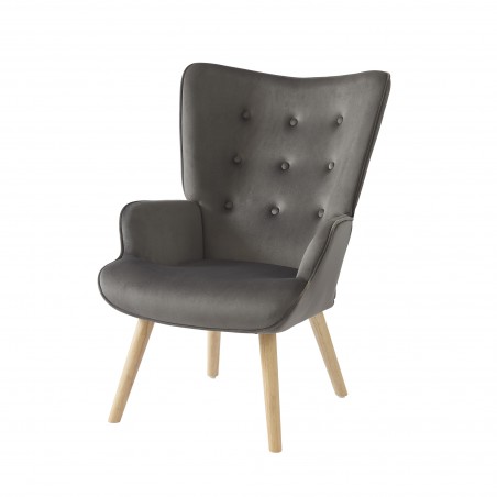 Fauteuil SAM velours gris