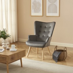 Fauteuil SAM velours gris