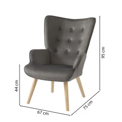 Fauteuil SAM velours gris