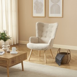 Fauteuil SAM tissu bouclette beige