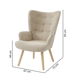 Fauteuil SAM tissu bouclette beige