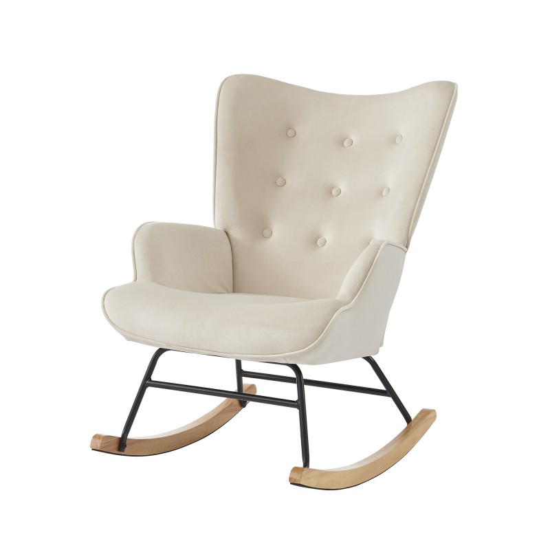 Fauteuil SUZIE velours beige rocking chair