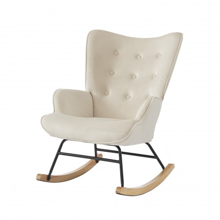 Fauteuil SUZIE velours beige rocking chair