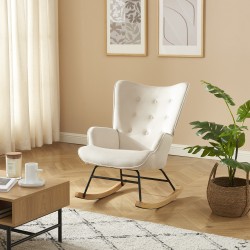 Fauteuil SUZIE velours beige rocking chair