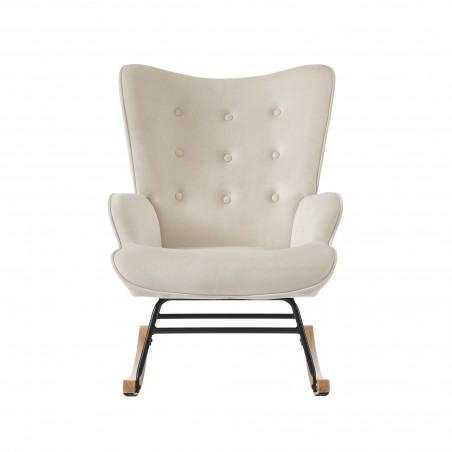 Fauteuil SUZIE velours beige rocking chair