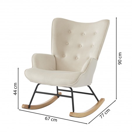 Fauteuil SUZIE velours beige rocking chair