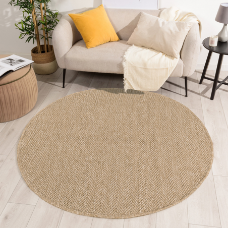 Tapis d'extérieur TABARCA rond marron aspect jute 120x120 cm