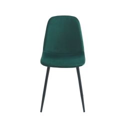 Lot de 4 chaises LENA velours vert foncé pieds métal noir