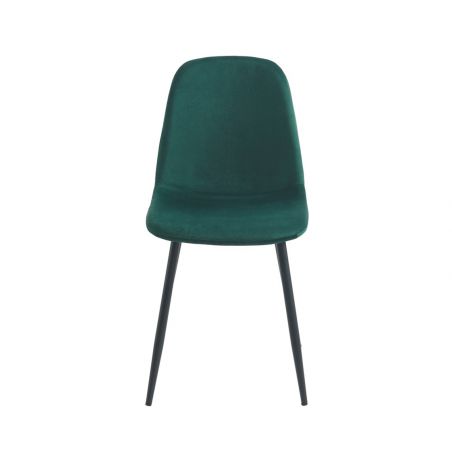 Lot de 4 chaises LENA velours vert foncé pieds métal noir