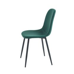 Lot de 4 chaises LENA velours vert foncé pieds métal noir