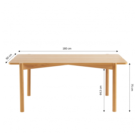 Table à manger AGATA placage chêne 180cm