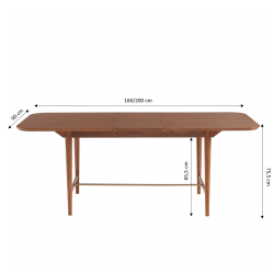 Table à manger extensible JILL placage frêne 160 à 200cm