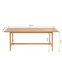 Table à manger PERRETTE placage chêne 200cm