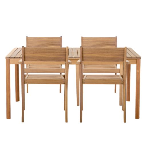 Ensemble table ORIA en bois d'acacia FSC 160 cm et 4 chaises de jardin