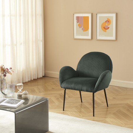 Fauteuil GINA velours côtelé vert