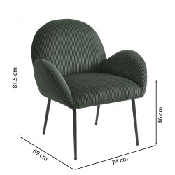 Fauteuil GINA velours côtelé vert