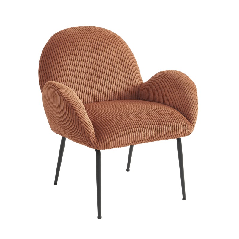 Fauteuil GINA velours côtelé terracotta