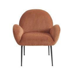 Fauteuil GINA velours côtelé terracotta