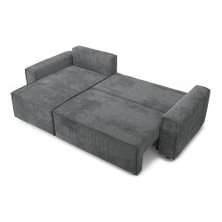 Canapé d'angle MIRA convertibe 3 places en velours gris