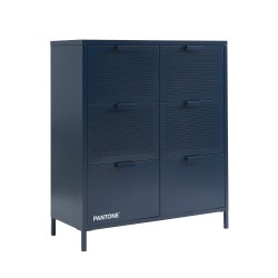 Commode PANTONE métal bleu nuit 6 tiroirs 90cm