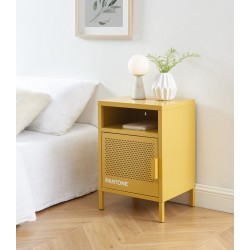 Table de chevet PANTONE métal jaune moutarde 40cm