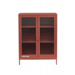 Buffet PANTONE terracotta portes en verre cannelé