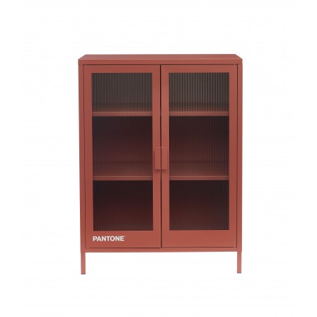 Buffet PANTONE terracotta portes en verre cannelé