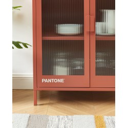 Buffet PANTONE terracotta portes en verre cannelé