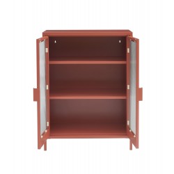 Buffet PANTONE terracotta portes en verre cannelé