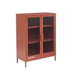 Buffet PANTONE terracotta portes en verre cannelé