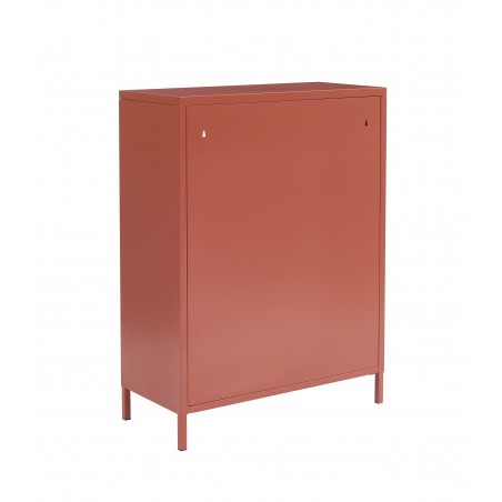 Buffet PANTONE terracotta portes en verre cannelé